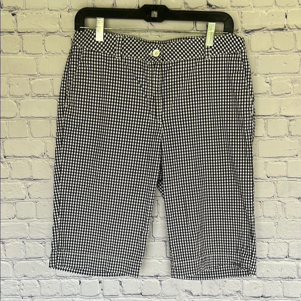 Talbots black and white plaid Bermuda shorts women’s size 10